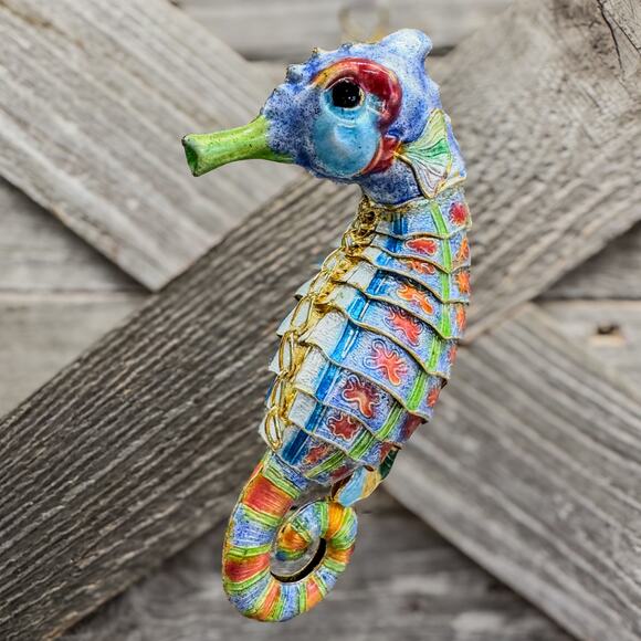 Cloisonné Articulated Seahorse Multicolor Ornament-4.5”H-by Dillards Trimmings - Picture 4 of 6